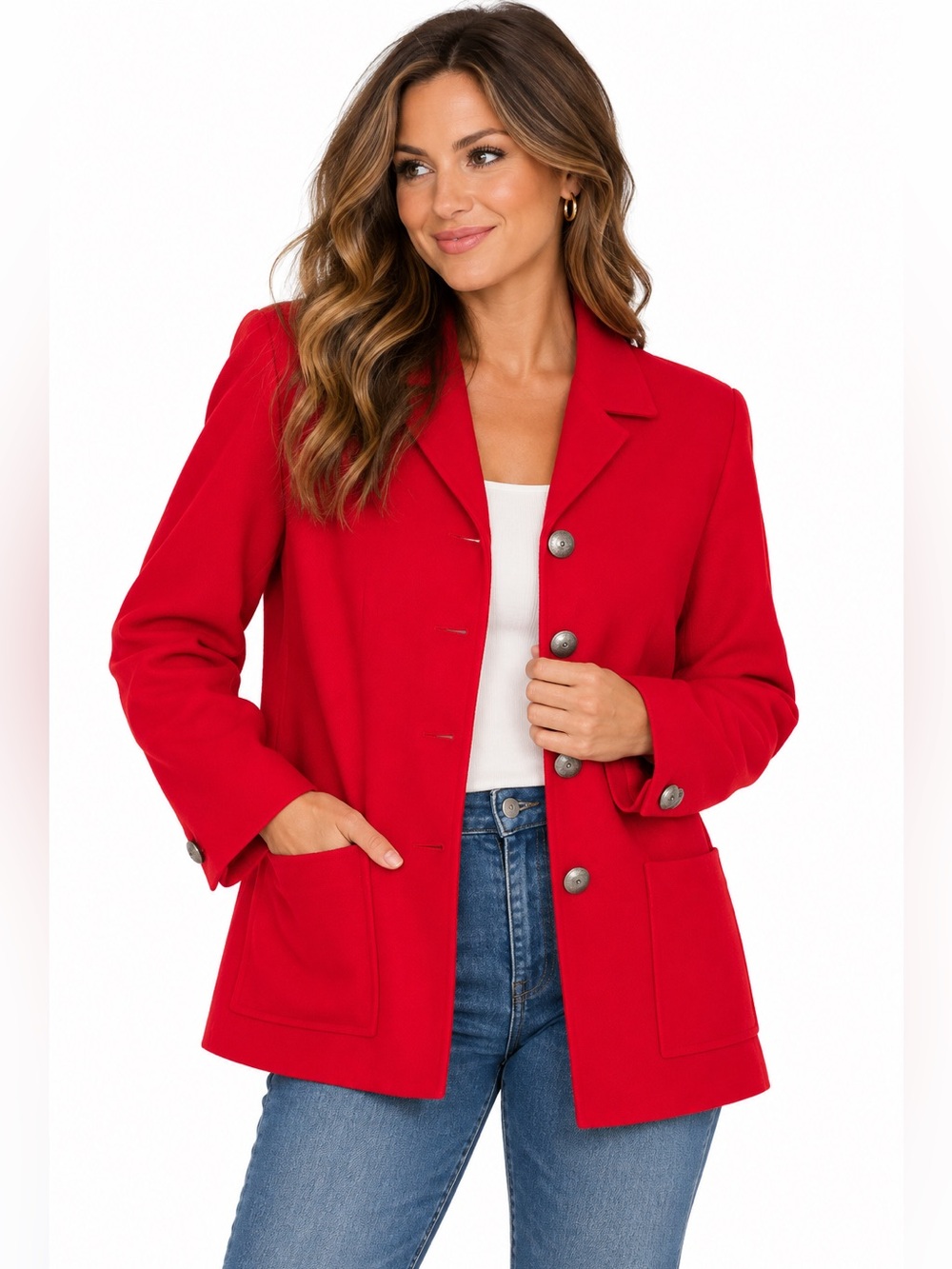 Pendleton Vintage Red Wool Blazer M USA Made Preppy Academia Classic